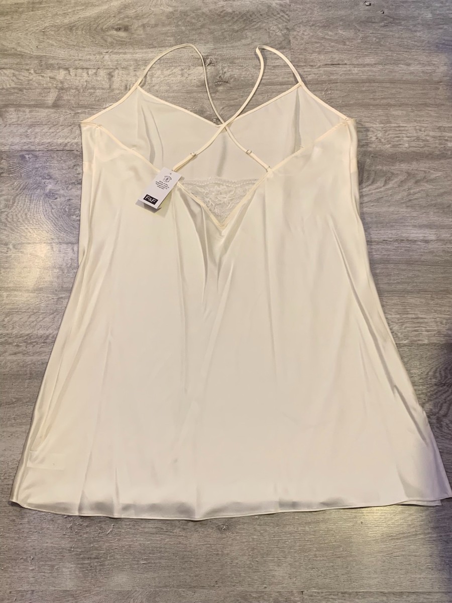 F&F 'Luxe' Nightdress Chemise Satin Strappy V-Neck Bridal UK 16-18