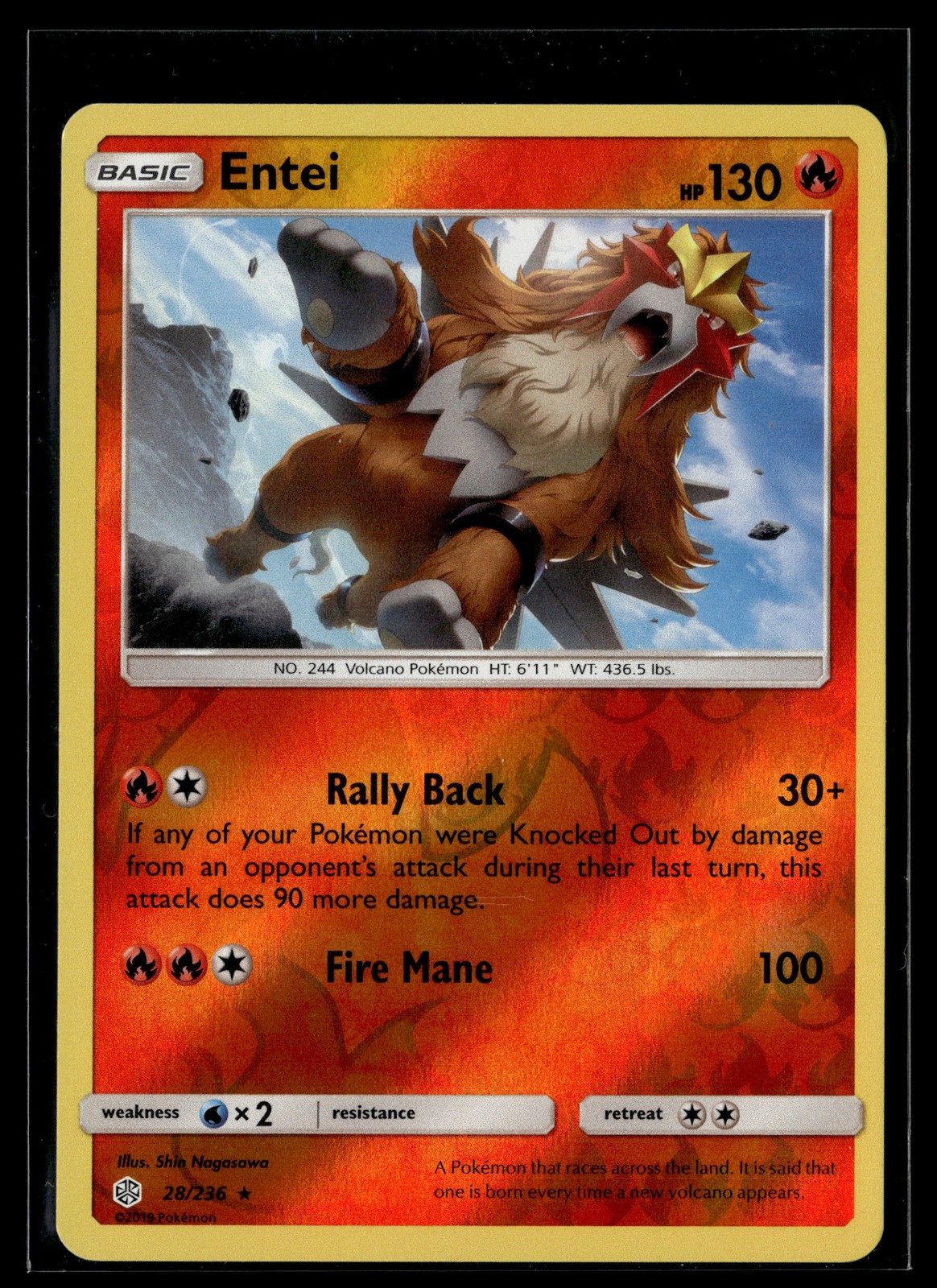 Pokemon TCG SM - Cosmic Eclipse #28/236 Entei Reverse Holo