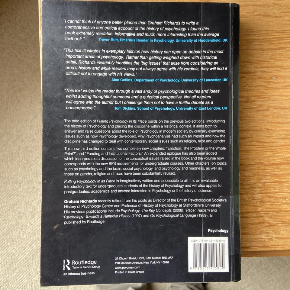 Putting Psychology in Its Place by Graham Richards 3rd Edition (paperback 2010) - Image 2 of 4