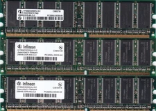 768MB 3x256MB DDR-400 INFINEON PC-3200 HYS64D32300HU-5-C DDR1 CL3 Ram Memory Kit