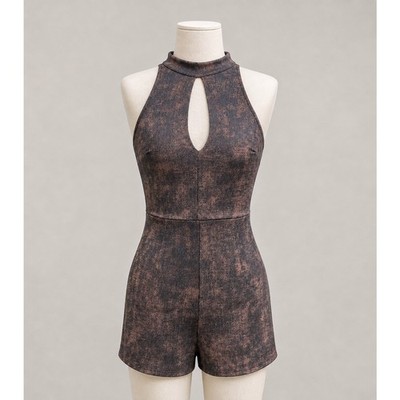 Vintage Y2K Coco Avante Stretchy Brown Short Jumper USA Made Small Romper