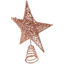 20 Cm Pink Star Tree Topper Christmas Decorations with Stars Glitter Xmas