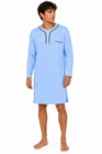 i-Smalls Men's Long Sleeve Nightshirt Soft Cotton Blend Henley Sleep Shirt