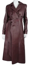 GABRIELA HEARST $15,000 Raisin Purple Leather Belted Long FONTANA Trench Coat S