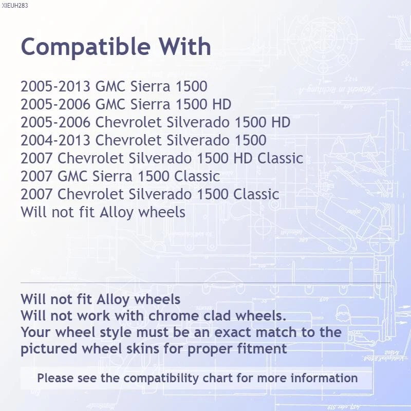 Cubiertas de rueda negras brillantes de 17' 8 orificios para Chevy Silverado 1500 2004-2013 Foto 3 de 4