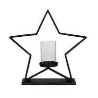 Deko Stern Mit Kerzenhalter Weihnachtsdeko Fensterbank Schwarz 47X46Cm