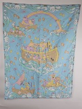 Vtg Precious Moments Noahs Ark Crib Comforter Reversible Baby Blanket 44x35"