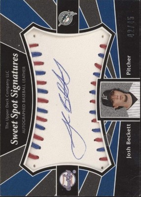 Josh Beckett 2004 Upper Deck Sweet Spot Signatures Ball Relic Auto 42/45