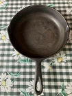 Vtg BSR Cast Iron Skillet NO. 6, 9 3/8", Flat, Tear Drop Handle