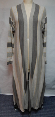 Peruvian Connection Striped Pima Long Sweater w/Pockets Duster Jacket SZ XL  EUC