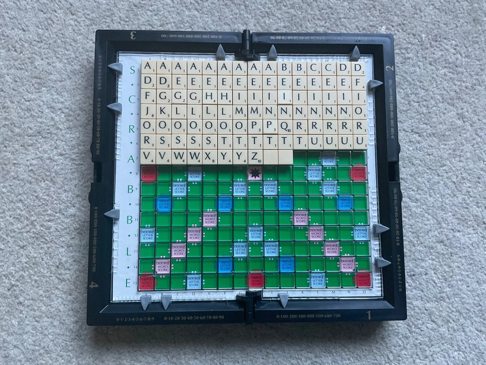 Travel Scrabble Board Game - Hard Plastic Case - All Clip in tiles  - See below - Image 2 of 4