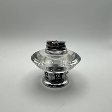 Ronson Nordic Varaflame Table Lighter Glass Chrome Silver Metal Rare MCM