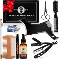 Beard Shaper Tool Kit for Men Shaping Template Scissors Razor Comb Pencil