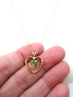 14K Yellow Gold Heart Peridot & Diamond Pendant Necklace 2.3 Gr [N126] — photo 3