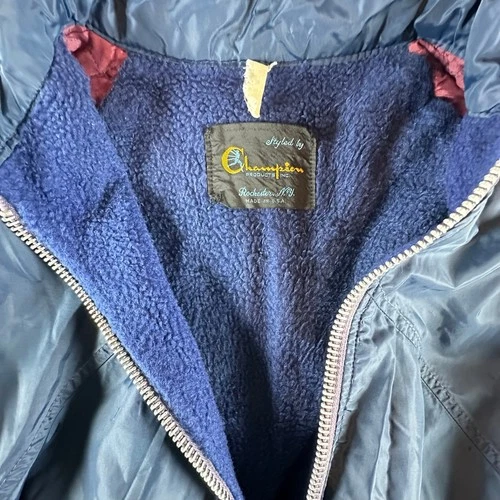 Vintage 60s Champion Navy Nylon Coach Jacket Desert 39 Football Made USA XL image 15