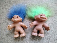 Vintage Trolls Dolls x 2 Purple Hair and light blue Hair.no clothes.