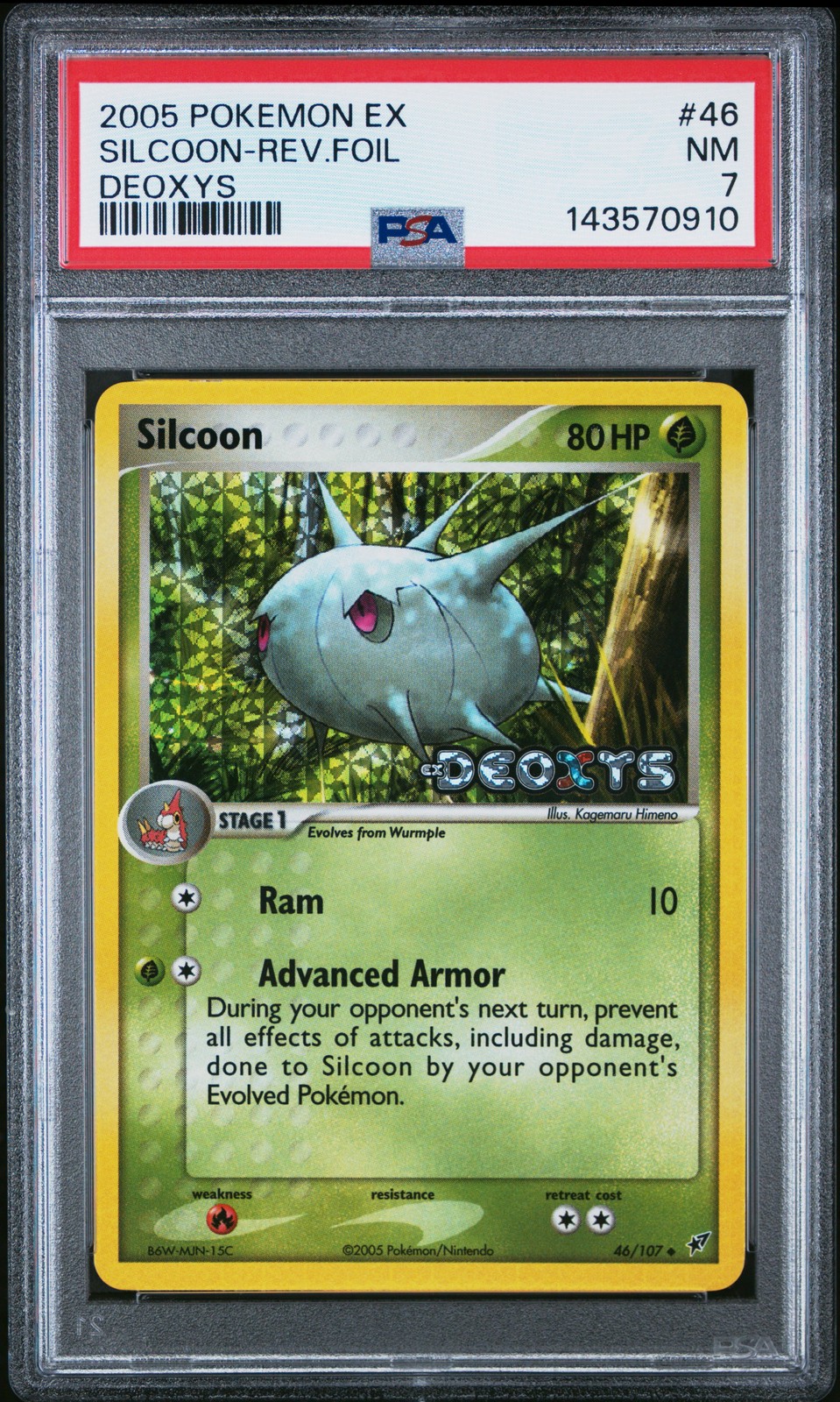 2005 POKEMON EX DEOXYS #46 SILCOON-REVERSE FOIL PSA 7