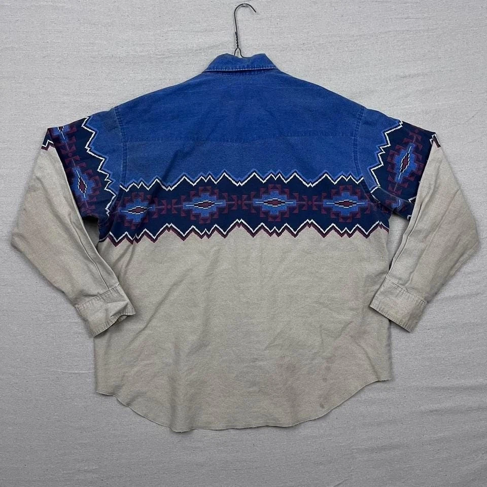 Vintage Wrangler Brushpopper Aztec Western Button Down Shirt - Image 2 of 4