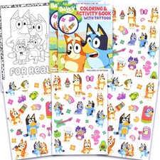 100 Bluey Temporary Tattoos for Kids Coloring Book Party Favors Bundle Bulk S