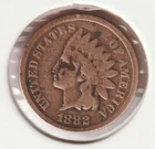 US Rare Old West 1882 Indian Head Penny Coin American Collection Shield Cent X42