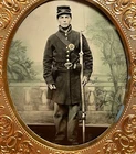 1860's U.S. Civil War Soldier w/ Rifle 1/6 Ambrotype Photo - Exceptional Detail
