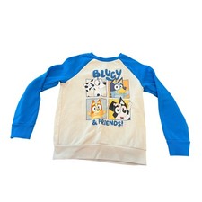 Jumping Beans Bluey  Friends Softest Fleece Raglan Sweatshirt Blue Cream Size 8
