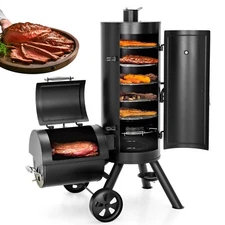Outdoor BBQ Gill Vertical Offset Charcoal Smoker & Grill Extra Large Heavy-Duty