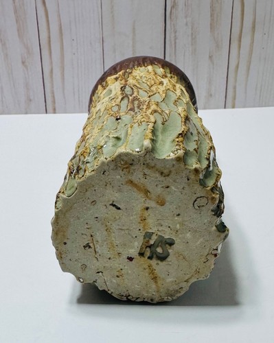 Vintage Vaso ceramica cilindro verde pietra funky/scala fatto a mano firmato artista - Foto 10 di 12