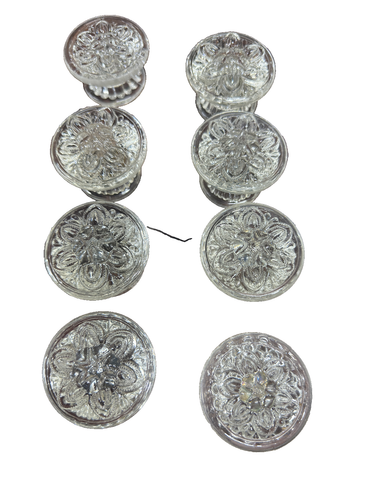 8 pressed glass sandwich 1830s furniture knobs antique Sheraton federal rare