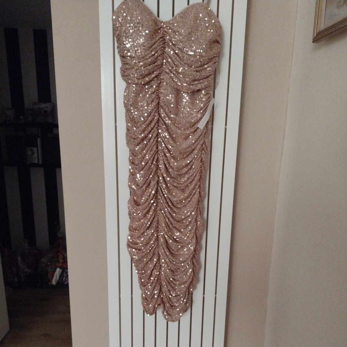 green emerald velvet dress Pre-loved Lipsy London Black Gold Lace Long Dress – GrandDays main image 0