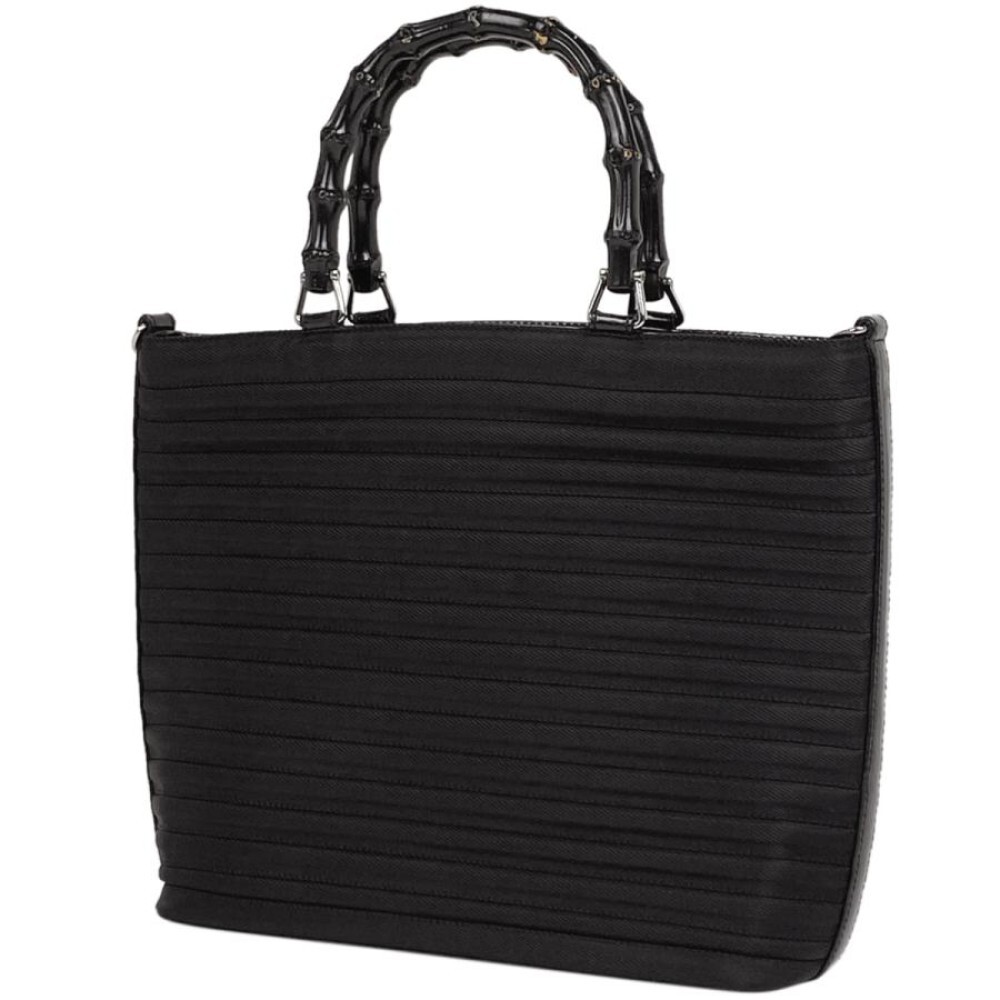 GUCCI Handbag Bamboo Canvas/Leather Black From Japan 0032805K Authentic