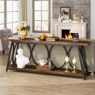 Tribesigns 71'' Extra Long Console Table Industrial Sofa Table with Storage Shelf