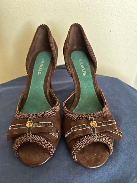 Zapato cómodo Aerosoles Peep Toe Pump Gamuza Marrón Talla 6 M/B Nuevo Sin Caja Foto 2 de 3