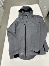 Nike Hoodie Boys Small Gray Black Sweatshirt Full Zip Up Sweater distressed