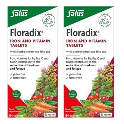 2x Floradix Tablets x 84 - Herbal Supplement - Iron - Fatigue & Tiredness