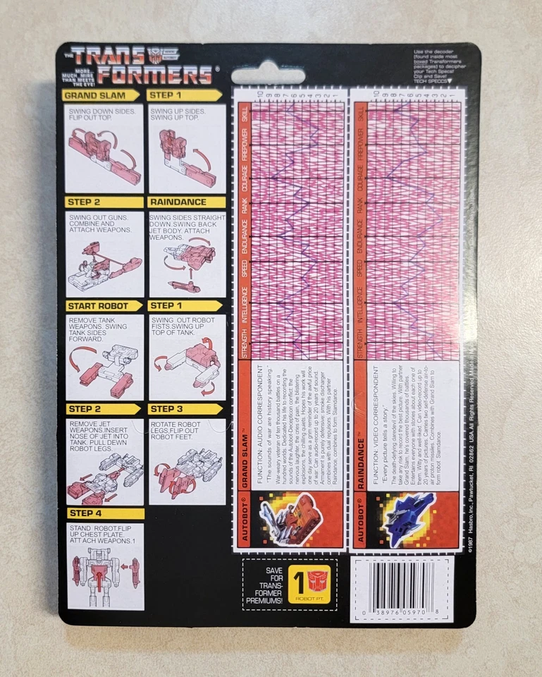 TRANSFORMERS G1 GRAND SLAM & RAINDANCE IN US MOSC RARE AUTOBOT BLASTER CASSETTES - Image 2 of 3