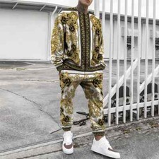 Men's Tracksuit 2-piece Set Long-sleeved T-shirt Sportswear Trouser Set 3D Print