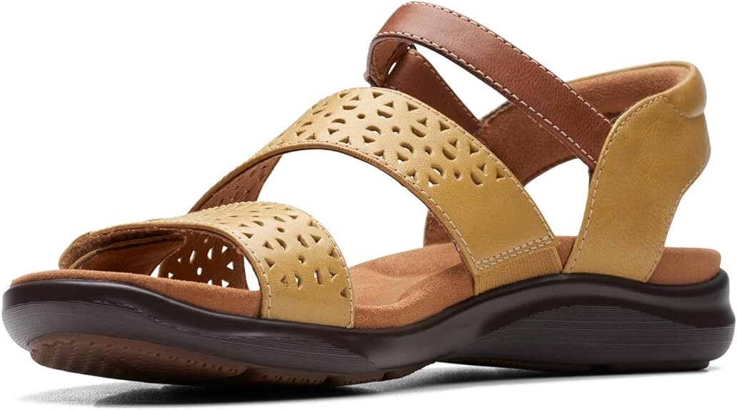 Clarks Womens Kitly Way Sandals Yellow Leather 6.5 Wide | eBay