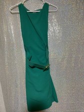 New Calvin Klein Women's Aqua Sleeveless Midi A-Line Belt Dress - Size Petite