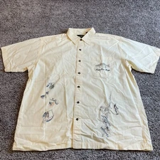 RedHead Shirt Adult Large Tan Button Up Outdoors Fish Bass Cotton Mens