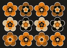 12 Stück ca. 3,5 cm Retro Retrostyle Blumen Prilblume Blume Aufkleber AN1536