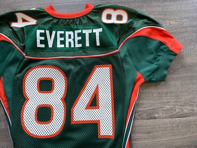 Authentic Game Worn Miami Hurricanes Kevin Everett Football Green
