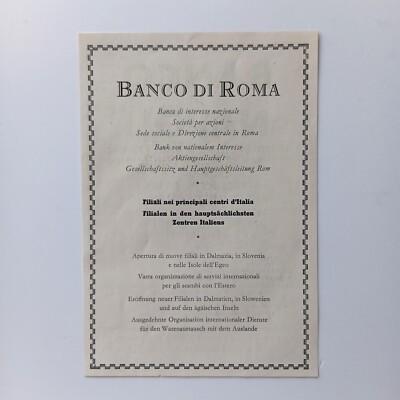1943 Banco Di Roma Bank Werbeanzeige Werbung Reklame
