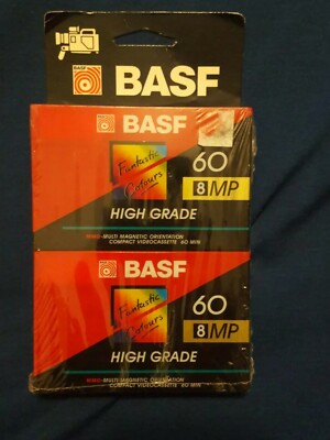  2 Pack BASF 60 8MP High Grade  CompactVideo Cassette 120 Minutes Total NIP NEW