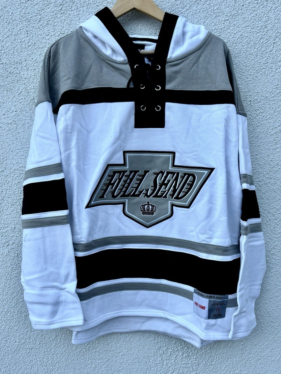 Full Send Nelk Boys Hockey Hoodie White Jersey L A Kings Medium