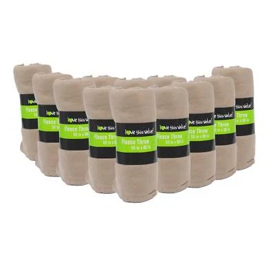 IMPERIAL HOME 24 Pack Wholesale Soft Fleece Blanket or Throw Blanket - 50 x 60 Inch Tan
