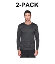 RBX Men's Active Fit Performance Polyester Long Sleeve Crew T-Shirts Medium 2-PK