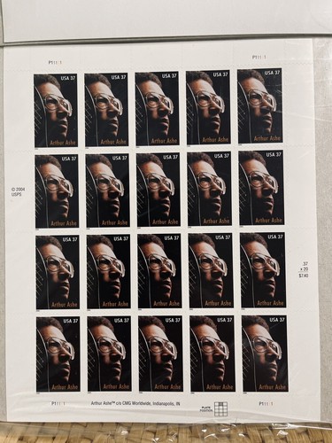 US SCOTT 3936 PANE OF 20 ARTHUR ASHE STAMPS 37 CENT FACE MNH INCL FIRST DAY COVR - Picture 4 of 20