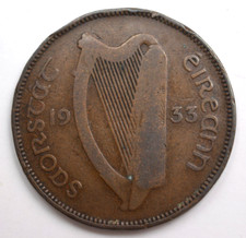 1933 ~ Ireland ~ Irish Half Penny  1/2 D Coin ~ Eire  C0151