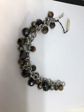 Silver Bracelet With Gray Pearls And Tiger Eye